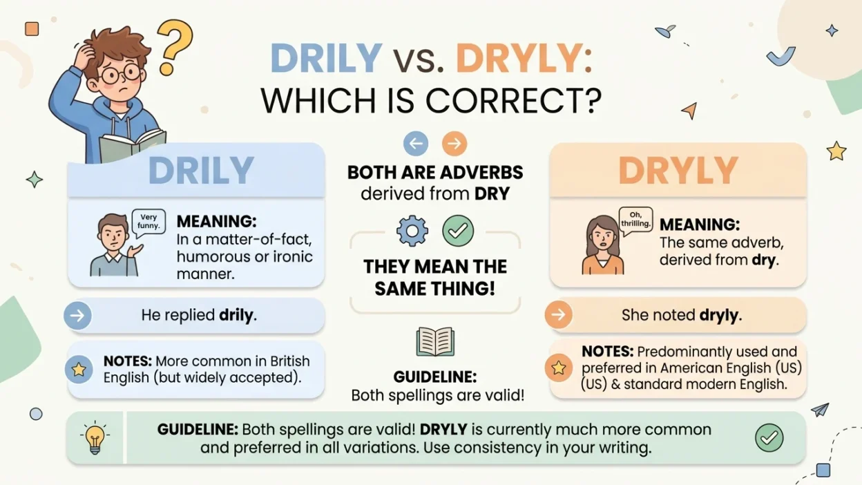 drily vs dryly