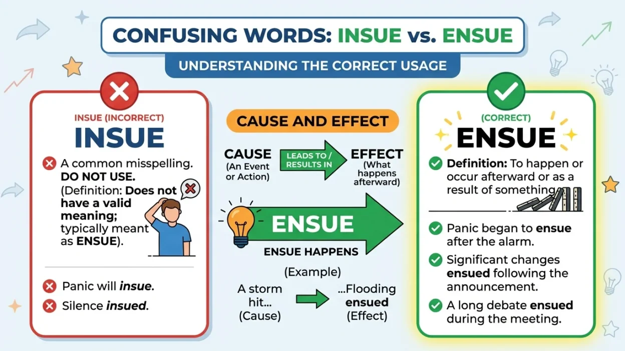 insue vs ensue