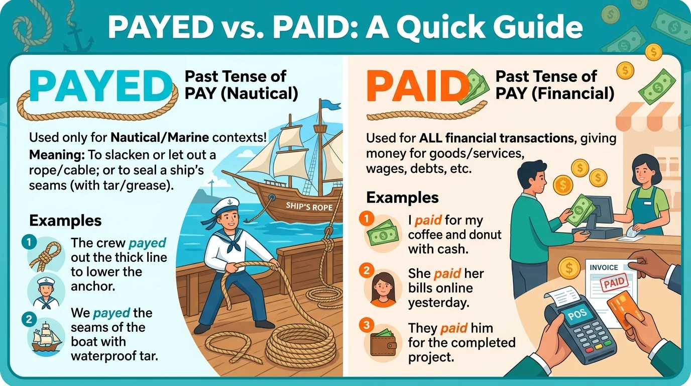 Payed vs Paid: The Correct Form Explained Clearly (2026)